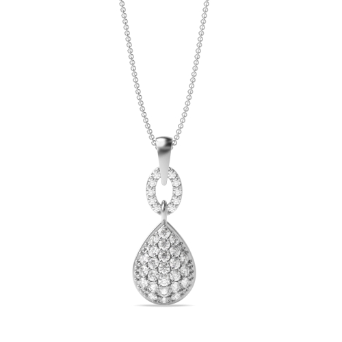 Pave Setting Round Platinum Twilight Cluster Pendant Necklaces