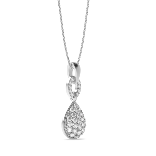 Pave Setting Round Platinum Twilight Cluster Pendant Necklaces
