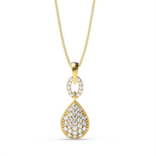 Pave Setting Round Yellow Gold Twilight Pendant Necklaces