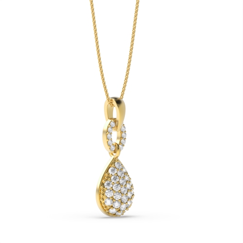 Pave Setting Round Yellow Gold Twilight Pendant Necklaces