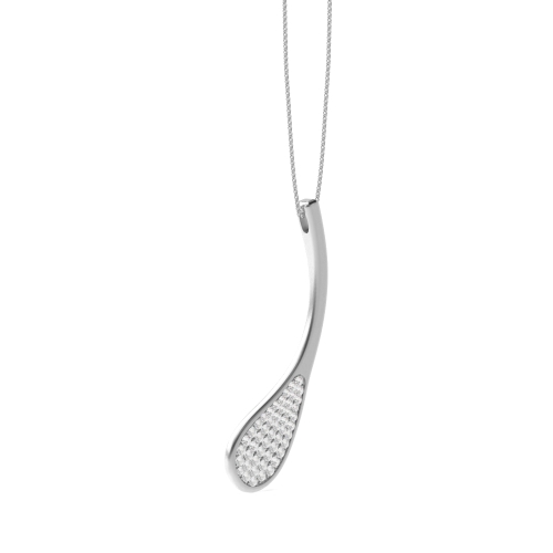 Pave Setting Round Leaf Pendant Necklaces
