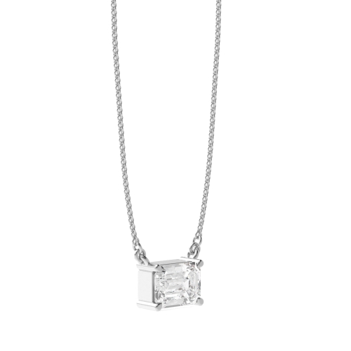 prong setting emerald diamond solitaire pendant