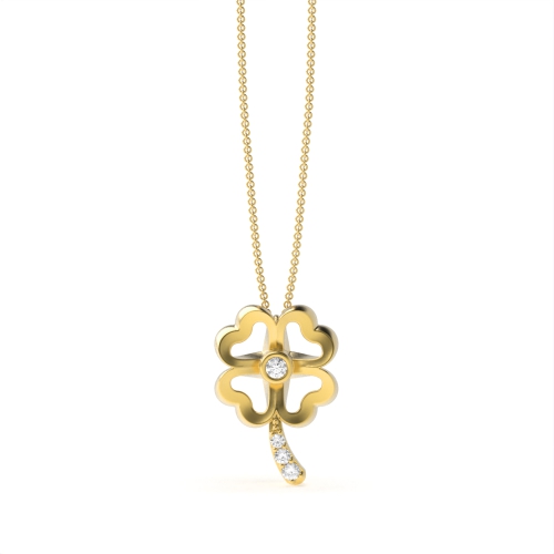 Bezel Setting Round Yellow Gold Petals flower Pendant Necklaces