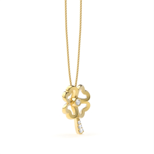 Bezel Setting Round Yellow Gold Petals flower Pendant Necklaces