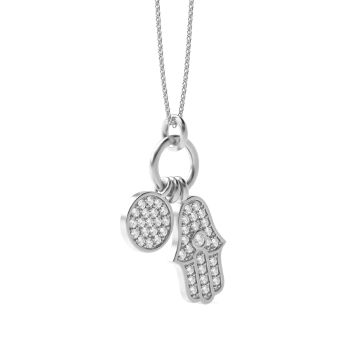 Pave Setting Round Unique Pendant Necklaces