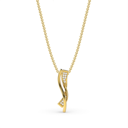 Pave Setting Round Yellow Gold Twinkle Pendant Necklaces
