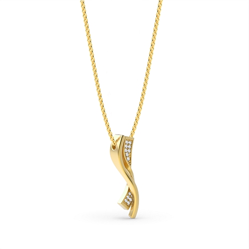 Pave Setting Round Yellow Gold Twinkle Pendant Necklaces