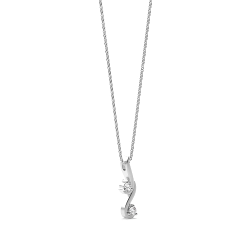4 Prong Round Two stone curved Pendant Necklaces