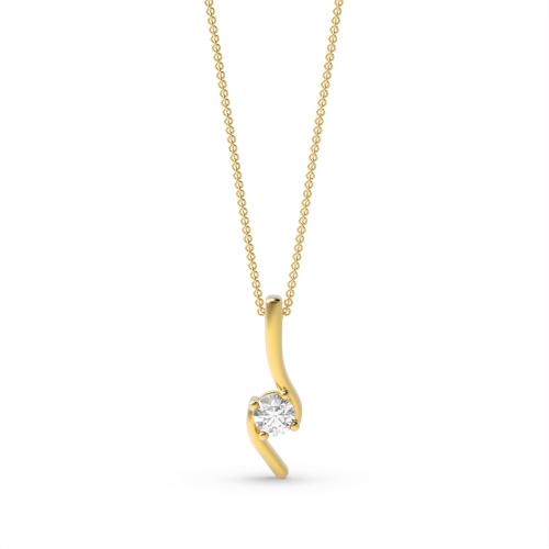 4 Prong Round Yellow Gold S design Pendant Necklaces