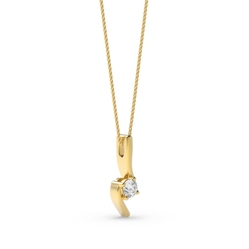4 Prong Round Yellow Gold S design Pendant Necklaces