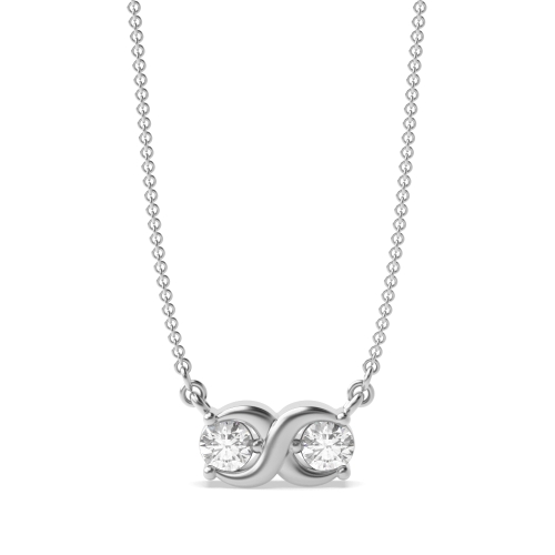 4 Prong Round Platinum Double diamond infinity Pendant Necklaces