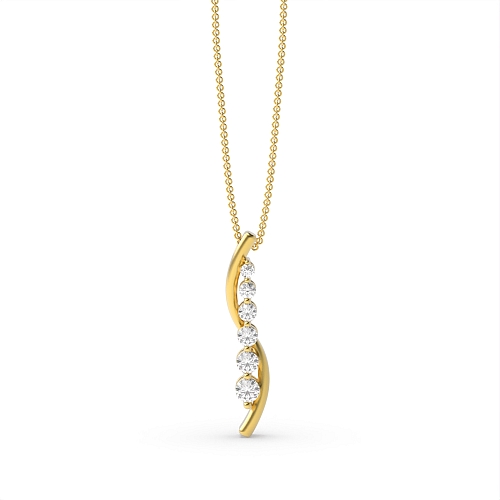 4 Prong Round Yellow Gold Fashion Pendant Necklaces