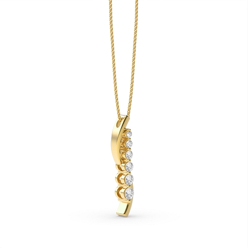 4 Prong Round Yellow Gold Fashion Pendant Necklaces