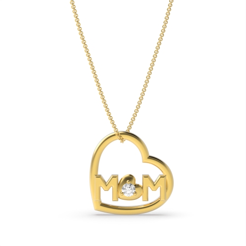 3 Prong Round Yellow Gold Pendant Necklaces