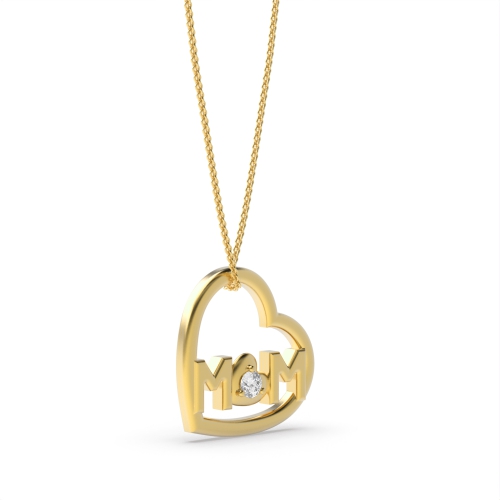 3 Prong Round Yellow Gold Pendant Necklaces