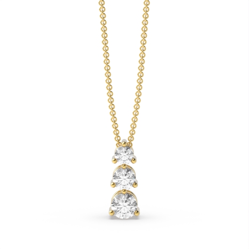 3 Prong Round Yellow Gold Journey Pendant Necklaces