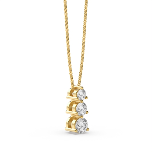 3 Prong Round Yellow Gold Journey Pendant Necklaces