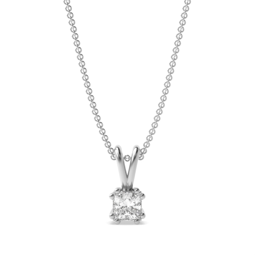 4 Prong Princess Platinum Moonlight Pendant Necklaces