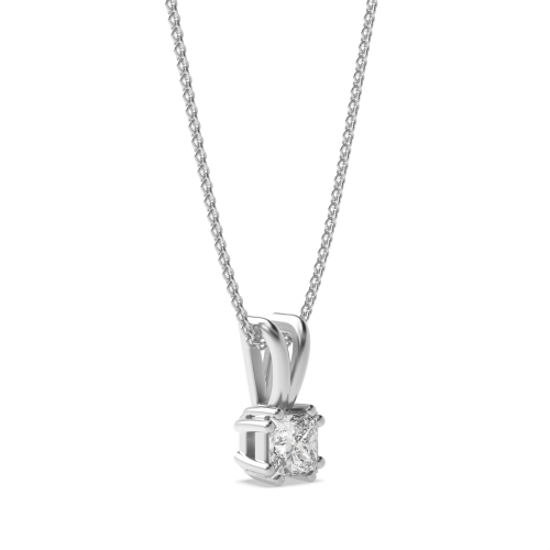 4 Prong Princess Platinum Moonlight Pendant Necklaces