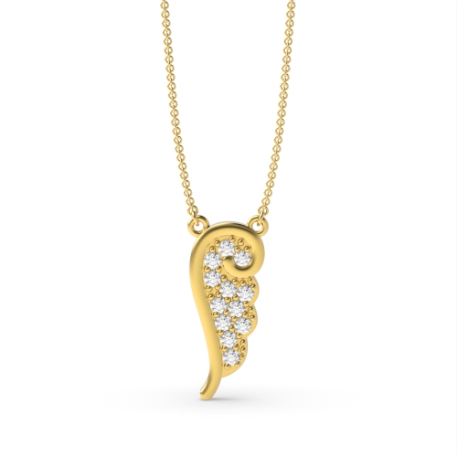 Pave Setting Round Yellow Gold Sheen Pendant Necklaces