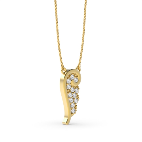 Pave Setting Round Yellow Gold Sheen Pendant Necklaces