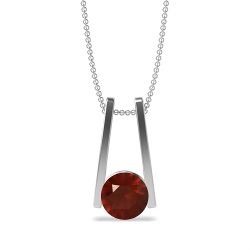 Bezel Setting Round Radiance Garnet Solitaire Pendant Necklace