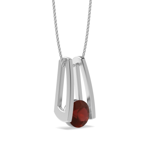 Bezel Setting Round Radiance Garnet Solitaire Pendant Necklace