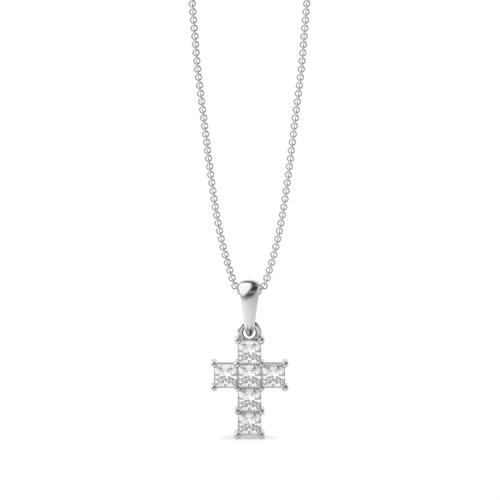 Buy 4 Prong Setting Princess Diamond Cross Pendant  - Abelini