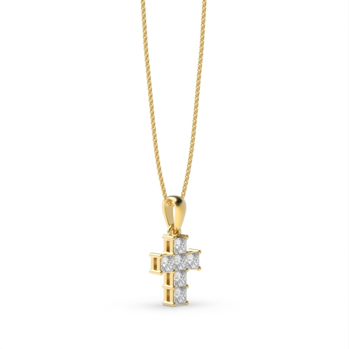 4 Prong Princess Yellow Gold Glory Pendant Necklaces