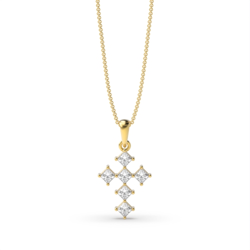 4 Prong Princess Yellow Gold Illume Pendant Necklaces