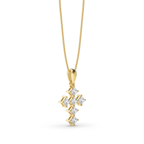 4 Prong Princess Yellow Gold Illume Pendant Necklaces
