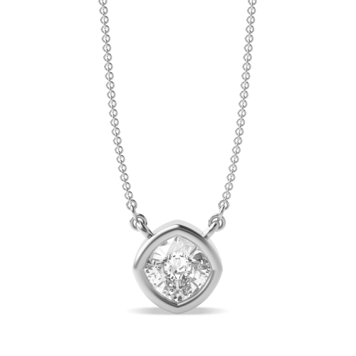 1.5 carat  Bezel Setting Cushion Brilliance Solitaire Pendant Necklaces