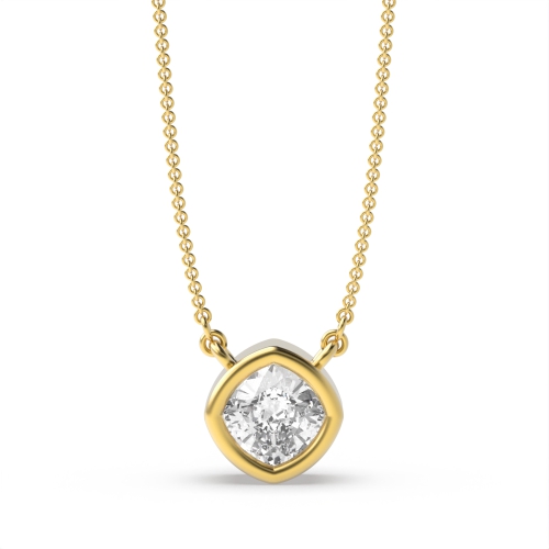 Bezel Setting Cushion Yellow Gold Brilliance Pendant Necklaces