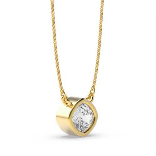 Bezel Setting Cushion Yellow Gold Brilliance Pendant Necklaces