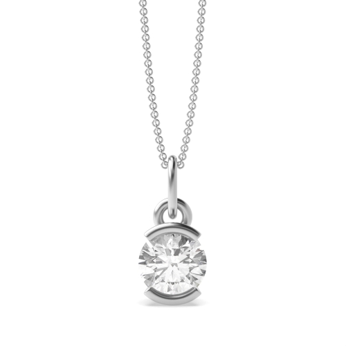 1.5 carat  Channel Setting Round Lustre Solitaire Pendant Necklaces