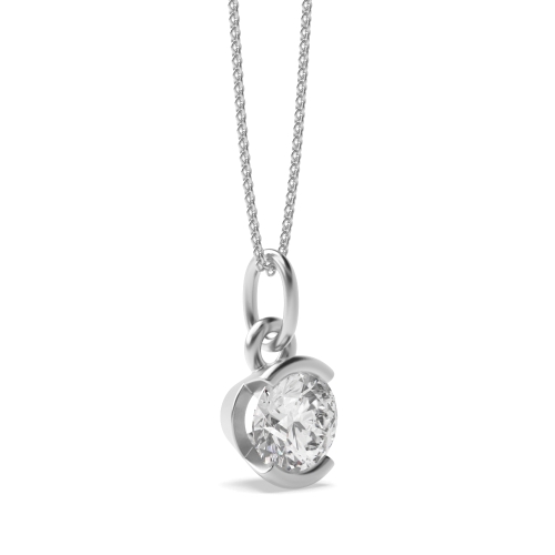 1.5 carat  Channel Setting Round Lustre Solitaire Pendant Necklaces