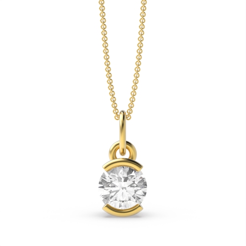 Channel Setting Round Yellow Gold Lustre Pendant Necklaces