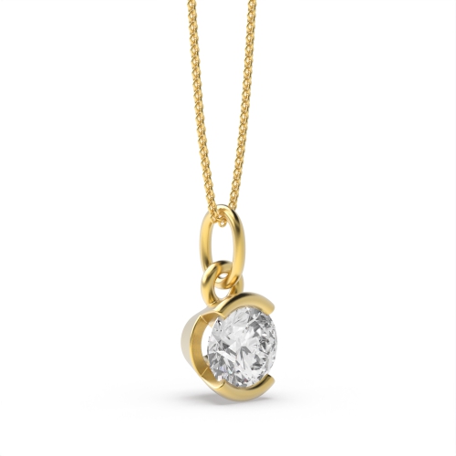 Channel Setting Round Yellow Gold Lustre Pendant Necklaces