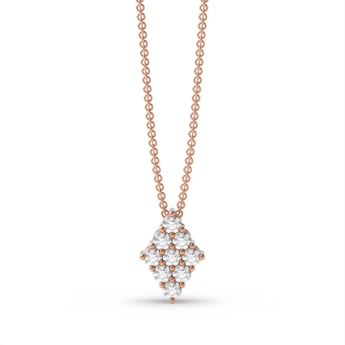 4 Prong Round Rose Gold Spark Cluster Pendant Necklaces
