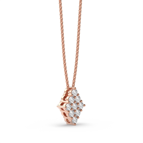 4 Prong Round Rose Gold Spark Cluster Pendant Necklaces