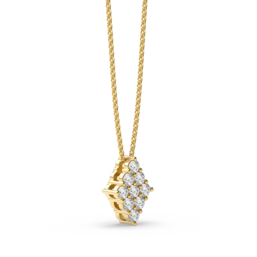 4 Prong Round Yellow Gold Spark Pendant Necklaces