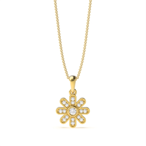 Bezel Setting Round Yellow Gold Glow Pendant Necklaces