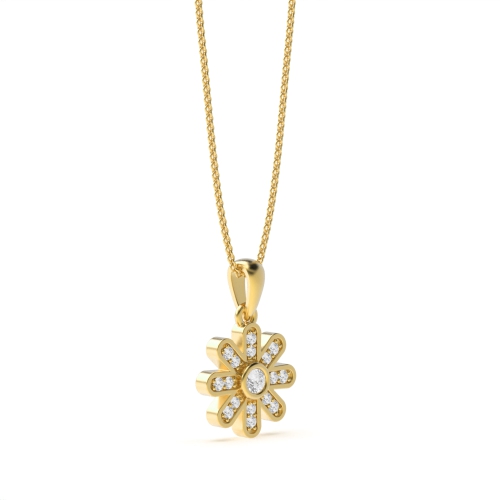 Bezel Setting Round Yellow Gold Glow Pendant Necklaces
