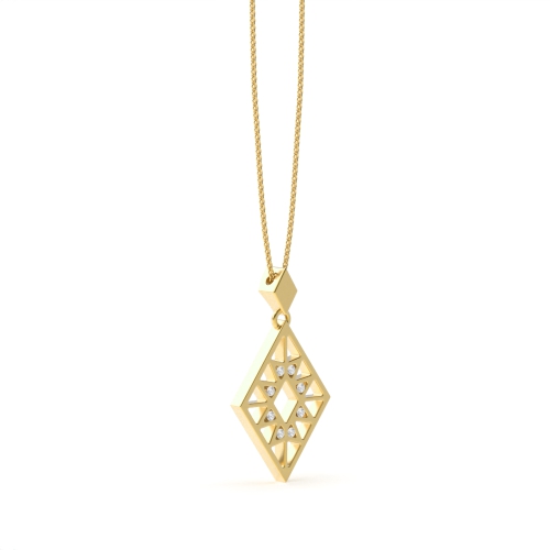 Channel Setting Round Yellow Gold Pendant Necklaces