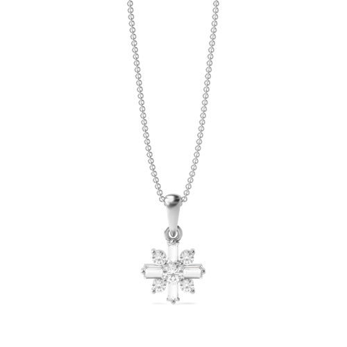 4 Prong Round/Baguette Twinkle Pendant Necklaces