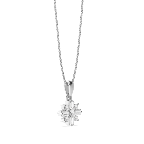 4 Prong Round/Baguette Twinkle Pendant Necklaces