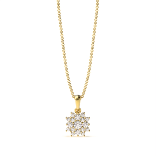 4 Prong Round Yellow Gold Dazzle Pendant Necklaces