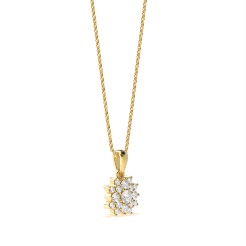4 Prong Round Yellow Gold Dazzle Pendant Necklaces