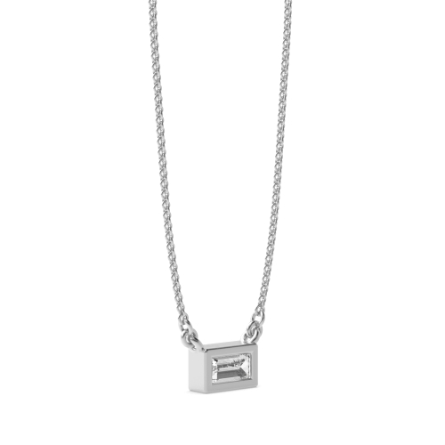 1.5 carat  Bezel Setting Baguette Gleam Solitaire Pendant Necklaces