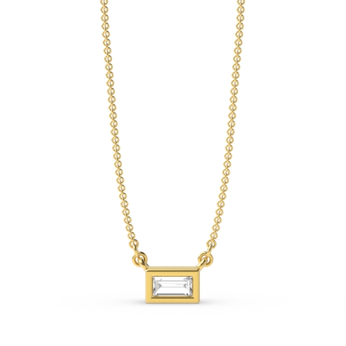 Bezel Setting Baguette Yellow Gold Gleam Pendant Necklaces